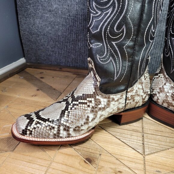 🔥 JB DILLON Reserve Mens 11B Narrow White Python EXOTIC Cowboy Square Toe Boots - Picture 5 of 14
